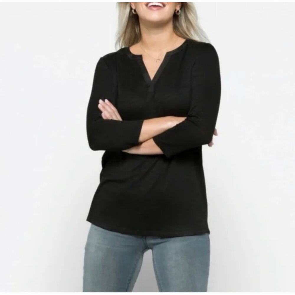 41 Hawthorn Tulla Knit Top Black 3/4 sleeve Small